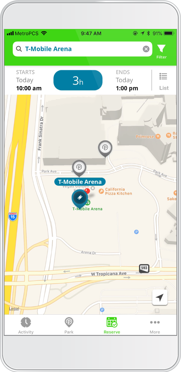 T-Mobile Arena Parking ParkMobile