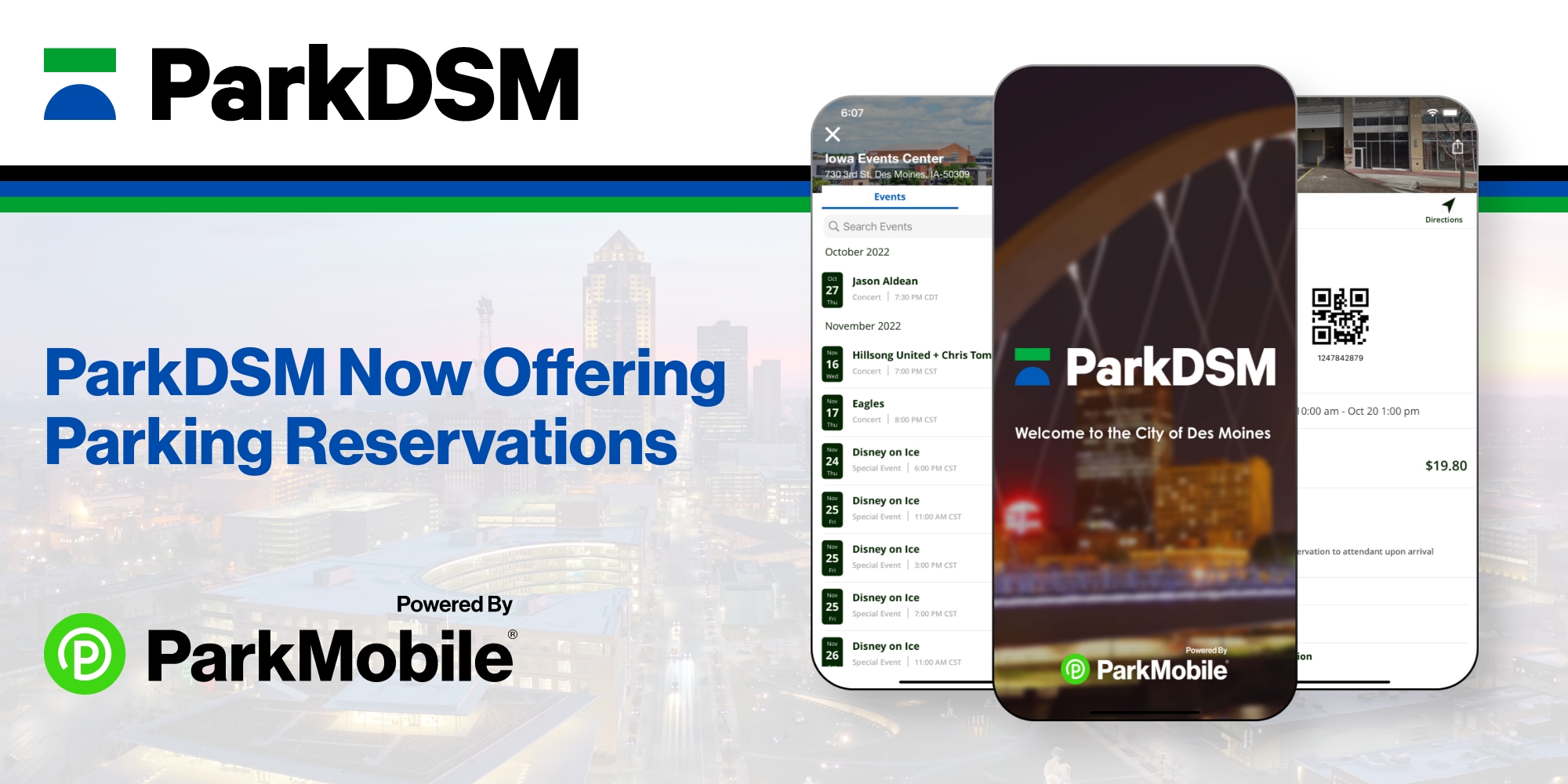 ParkDSM, Des Moines, Iowa’s, Parking App Powered by ParkMobile, Expands Partnership to Offer Parking Reservations
